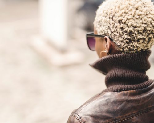 Black woman with short afro hair